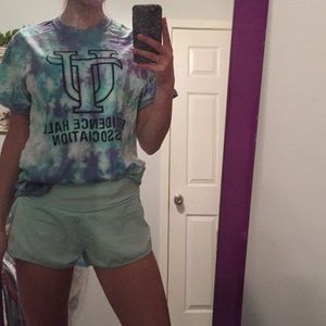 Mint green running shorts